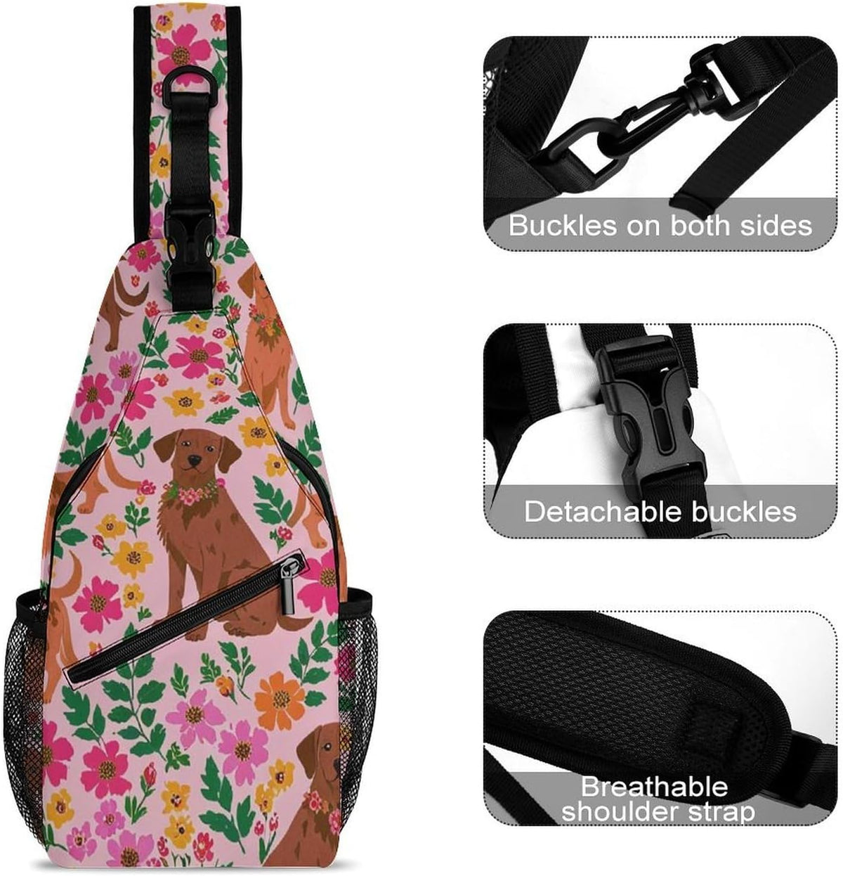 Men Women Sling Backpack Outdoor Sport Daypack Travel Bag, Multipurpose Anti-Theft Carry On Bag, Breathable Chest Sling Shoulder Backpacks Bags, Cats Animal