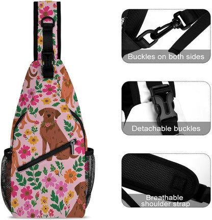 Men Women Sling Backpack Outdoor Sport Daypack Travel Bag, Multipurpose Anti-Theft Carry On Bag, Breathable Chest Sling Shoulder Backpacks Bags, Cats Animal