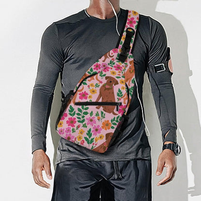 Men Women Sling Backpack Outdoor Sport Daypack Travel Bag, Multipurpose Anti-Theft Carry On Bag, Breathable Chest Sling Shoulder Backpacks Bags, Cats Animal
