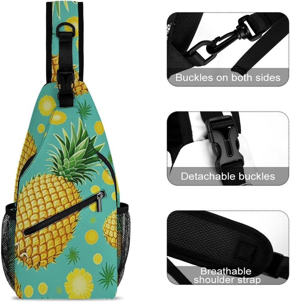 Men Women Sling Backpack Outdoor Sport Daypack Travel Bag, Multipurpose Anti-Theft Carry On Bag, Breathable Chest Sling Shoulder Backpacks Bags, Cats Animal