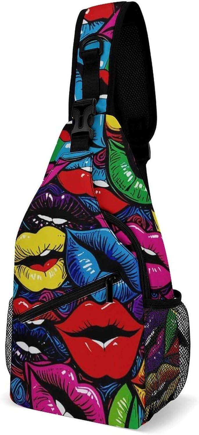 Men Women Sling Backpack Outdoor Sport Daypack Travel Bag, Multipurpose Anti-Theft Carry On Bag, Breathable Chest Sling Shoulder Backpacks Bags, Cats Animal