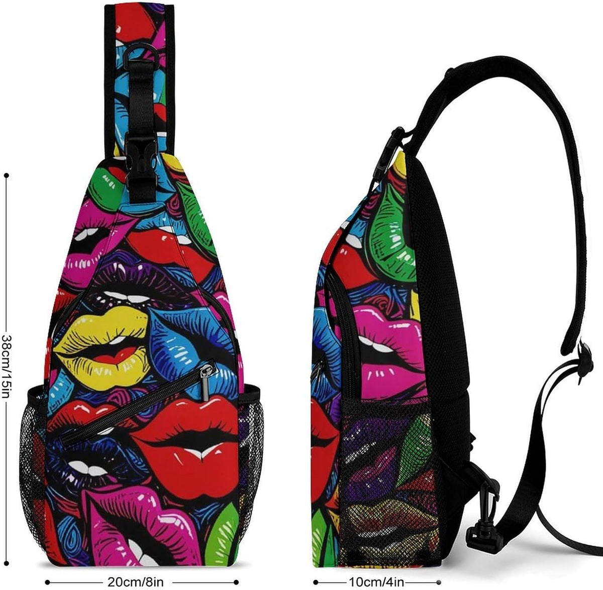 Men Women Sling Backpack Outdoor Sport Daypack Travel Bag, Multipurpose Anti-Theft Carry On Bag, Breathable Chest Sling Shoulder Backpacks Bags, Cats Animal