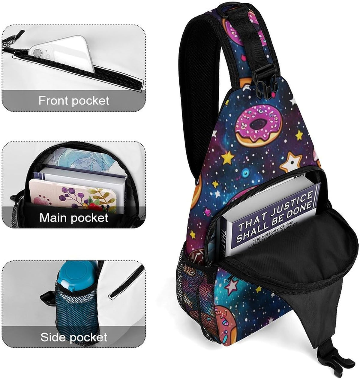 Men Women Sling Backpack Outdoor Sport Daypack Travel Bag, Multipurpose Anti-Theft Carry On Bag, Breathable Chest Sling Shoulder Backpacks Bags, Cats Animal