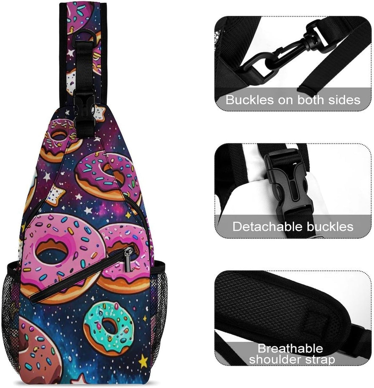 Men Women Sling Backpack Outdoor Sport Daypack Travel Bag, Multipurpose Anti-Theft Carry On Bag, Breathable Chest Sling Shoulder Backpacks Bags, Cats Animal