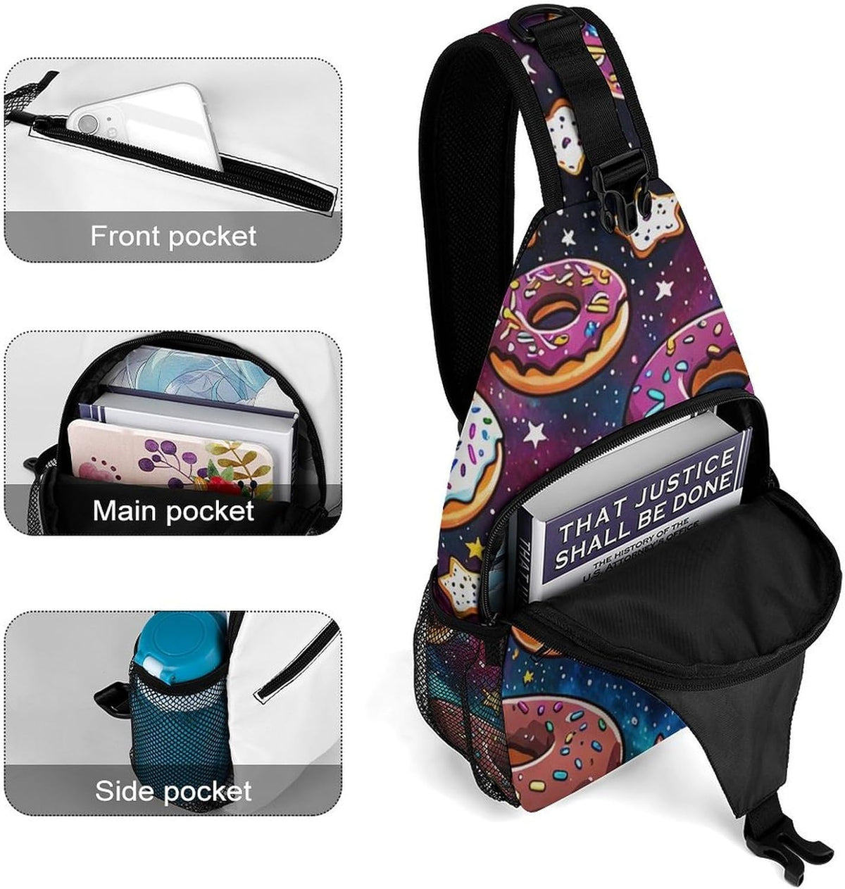 Men Women Sling Backpack Outdoor Sport Daypack Travel Bag, Multipurpose Anti-Theft Carry On Bag, Breathable Chest Sling Shoulder Backpacks Bags, Cats Animal