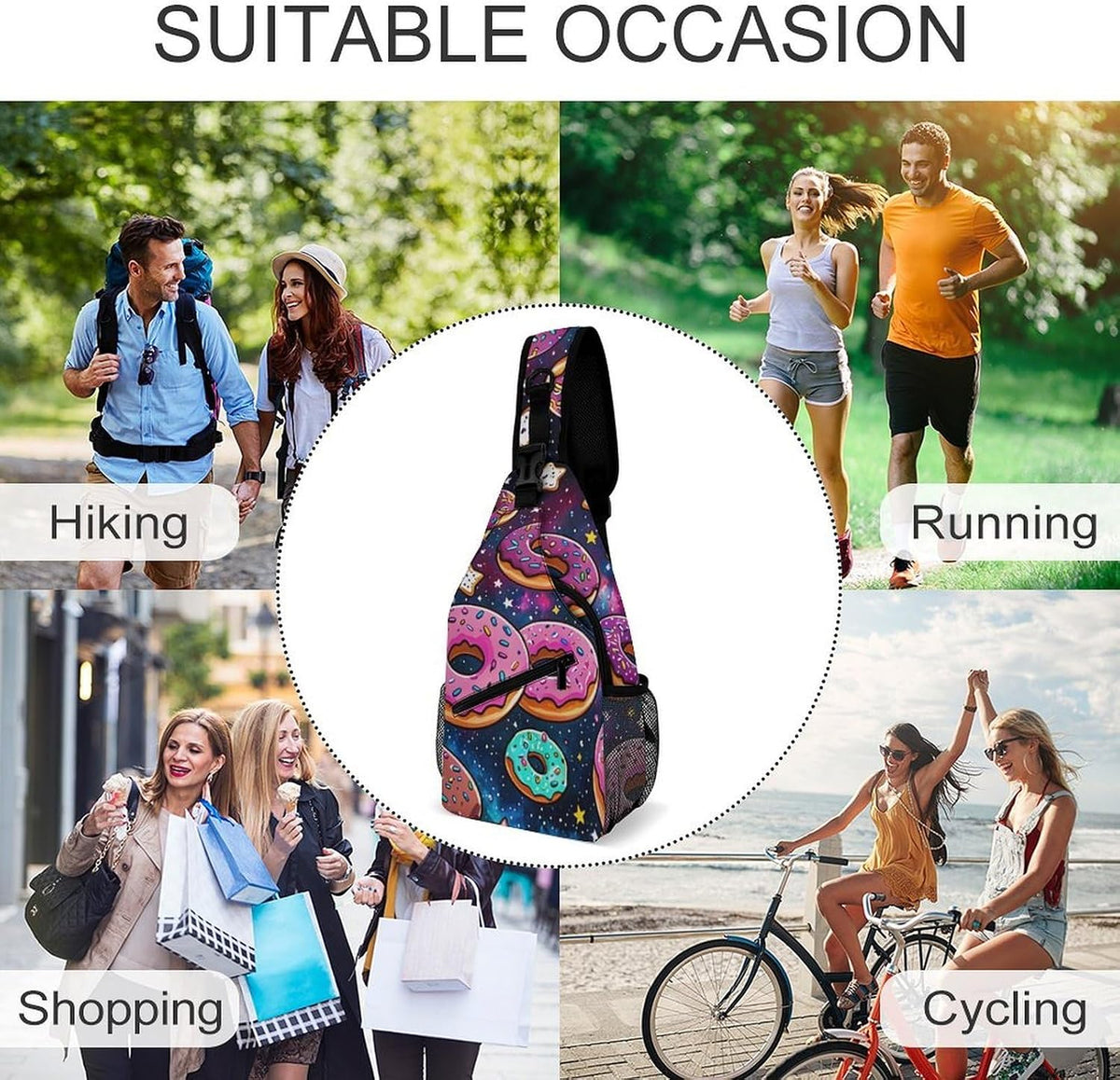 Men Women Sling Backpack Outdoor Sport Daypack Travel Bag, Multipurpose Anti-Theft Carry On Bag, Breathable Chest Sling Shoulder Backpacks Bags, Cats Animal