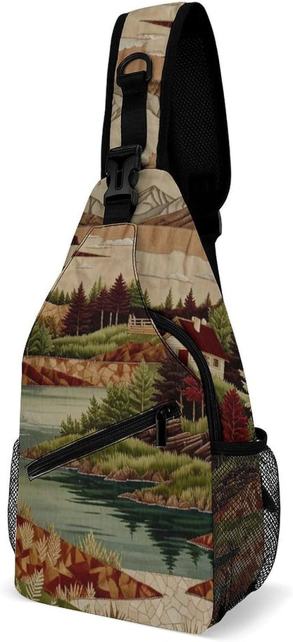 Men Women Sling Backpack Outdoor Sport Daypack Travel Bag, Multipurpose Anti-Theft Carry On Bag, Breathable Chest Sling Shoulder Backpacks Bags, Cats Animal