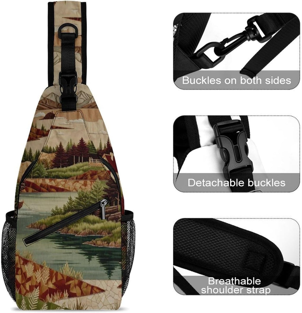 Men Women Sling Backpack Outdoor Sport Daypack Travel Bag, Multipurpose Anti-Theft Carry On Bag, Breathable Chest Sling Shoulder Backpacks Bags, Cats Animal