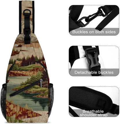 Men Women Sling Backpack Outdoor Sport Daypack Travel Bag, Multipurpose Anti-Theft Carry On Bag, Breathable Chest Sling Shoulder Backpacks Bags, Cats Animal