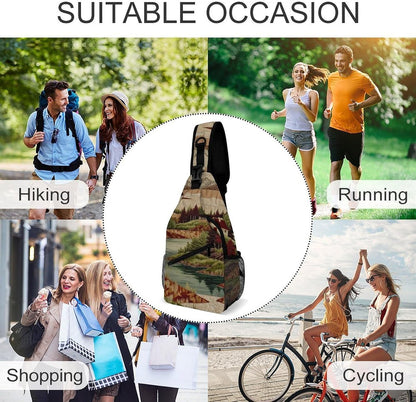 Men Women Sling Backpack Outdoor Sport Daypack Travel Bag, Multipurpose Anti-Theft Carry On Bag, Breathable Chest Sling Shoulder Backpacks Bags, Cats Animal