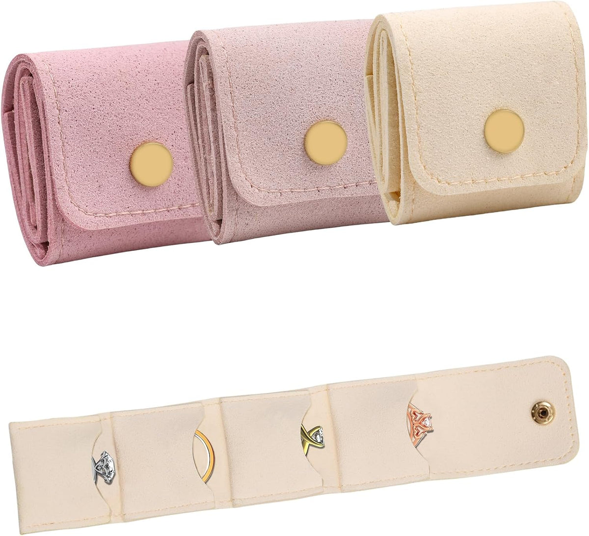 3 Pack Mini Jewelry Organizer, Travel Jewelry Case, Foldable Multifunctional Travel Jewelrys Pouch for Earrings, Necklaces, Rings, Chain Bracelets, Brooches
