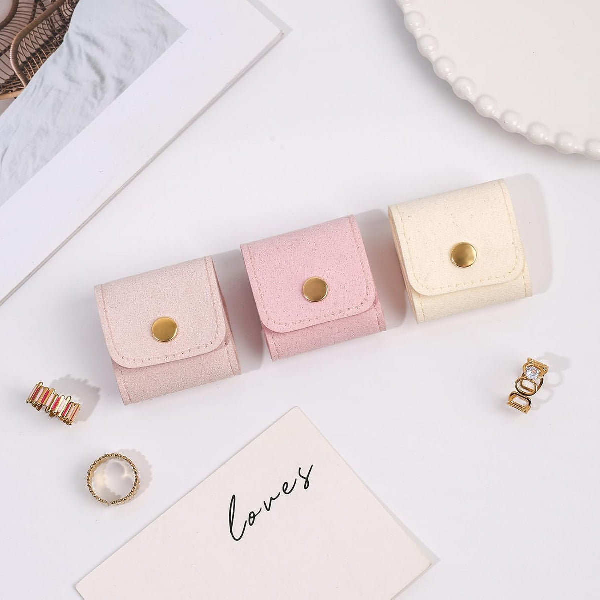 3 Pack Mini Jewelry Organizer, Travel Jewelry Case, Foldable Multifunctional Travel Jewelrys Pouch for Earrings, Necklaces, Rings, Chain Bracelets, Brooches