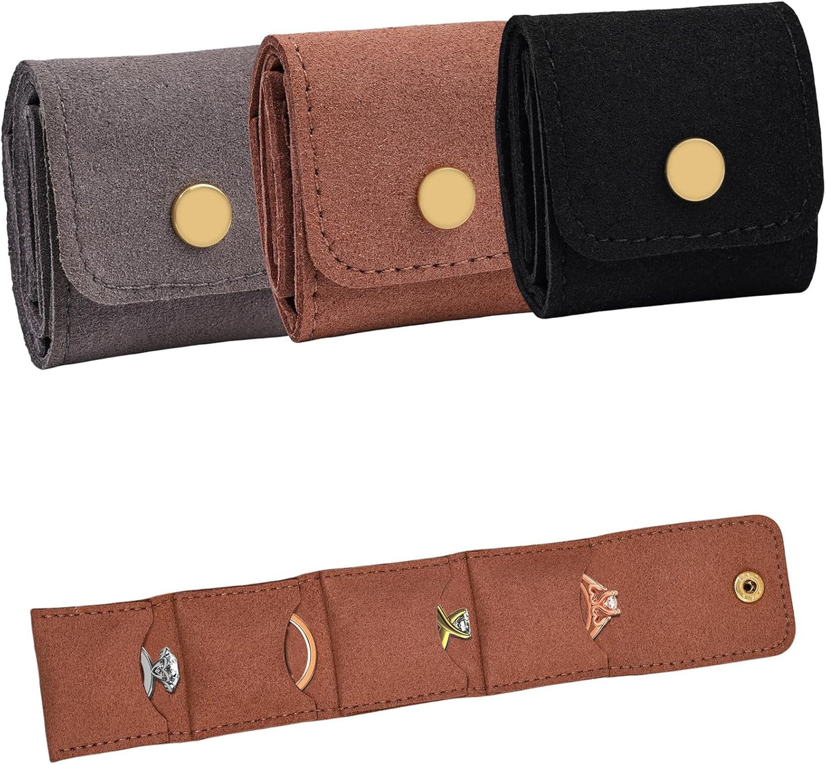 3 Pack Mini Jewelry Organizer, Travel Jewelry Case, Foldable Multifunctional Travel Jewelrys Pouch for Earrings, Necklaces, Rings, Chain Bracelets, Brooches