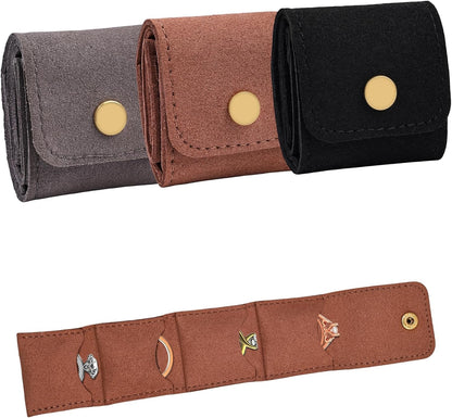3 Pack Mini Jewelry Organizer, Travel Jewelry Case, Foldable Multifunctional Travel Jewelrys Pouch for Earrings, Necklaces, Rings, Chain Bracelets, Brooches