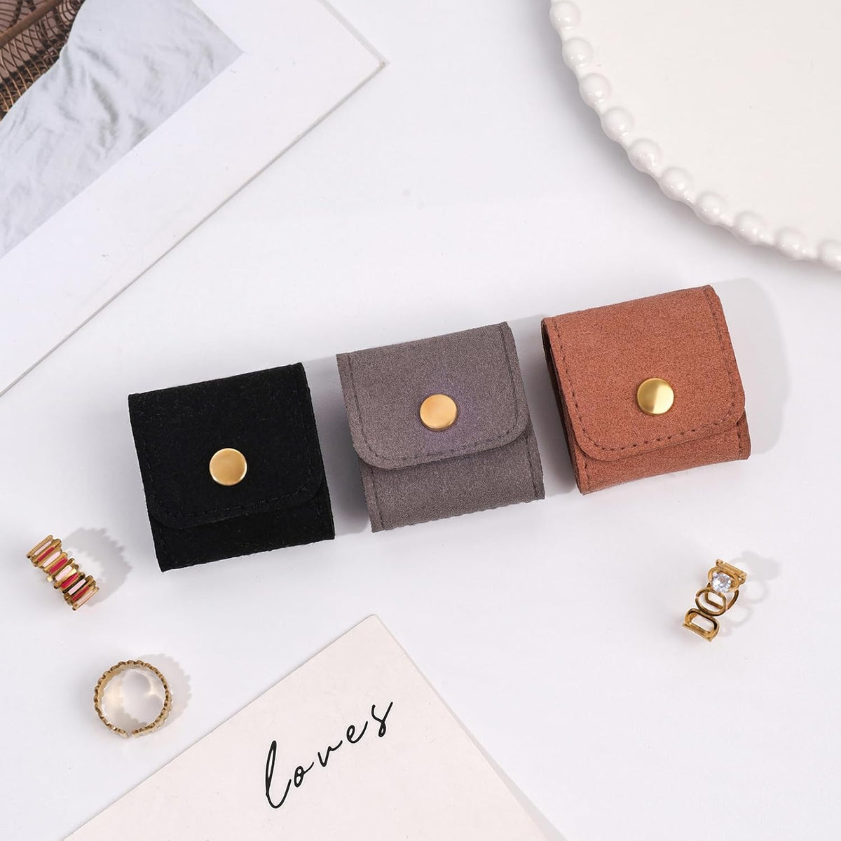 3 Pack Mini Jewelry Organizer, Travel Jewelry Case, Foldable Multifunctional Travel Jewelrys Pouch for Earrings, Necklaces, Rings, Chain Bracelets, Brooches