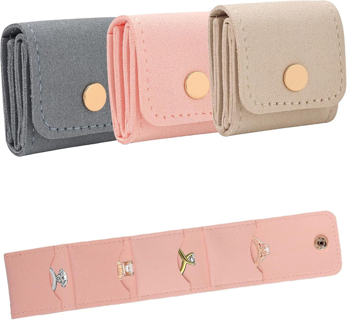 3 Pack Mini Jewelry Organizer, Travel Jewelry Case, Foldable Multifunctional Travel Jewelrys Pouch for Earrings, Necklaces, Rings, Chain Bracelets, Brooches