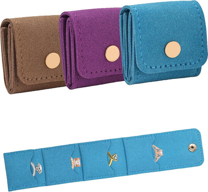 3 Pack Mini Jewelry Organizer, Travel Jewelry Case, Foldable Multifunctional Travel Jewelrys Pouch for Earrings, Necklaces, Rings, Chain Bracelets, Brooches