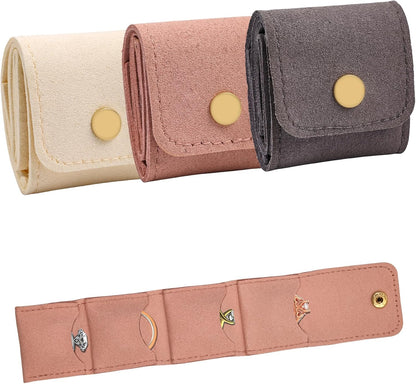 3 Pack Mini Jewelry Organizer, Travel Jewelry Case, Foldable Multifunctional Travel Jewelrys Pouch for Earrings, Necklaces, Rings, Chain Bracelets, Brooches