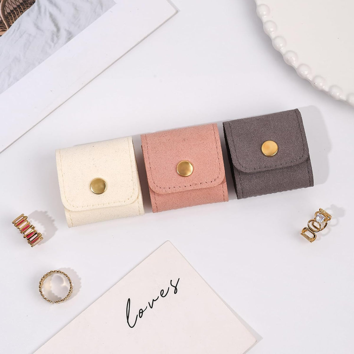 3 Pack Mini Jewelry Organizer, Travel Jewelry Case, Foldable Multifunctional Travel Jewelrys Pouch for Earrings, Necklaces, Rings, Chain Bracelets, Brooches