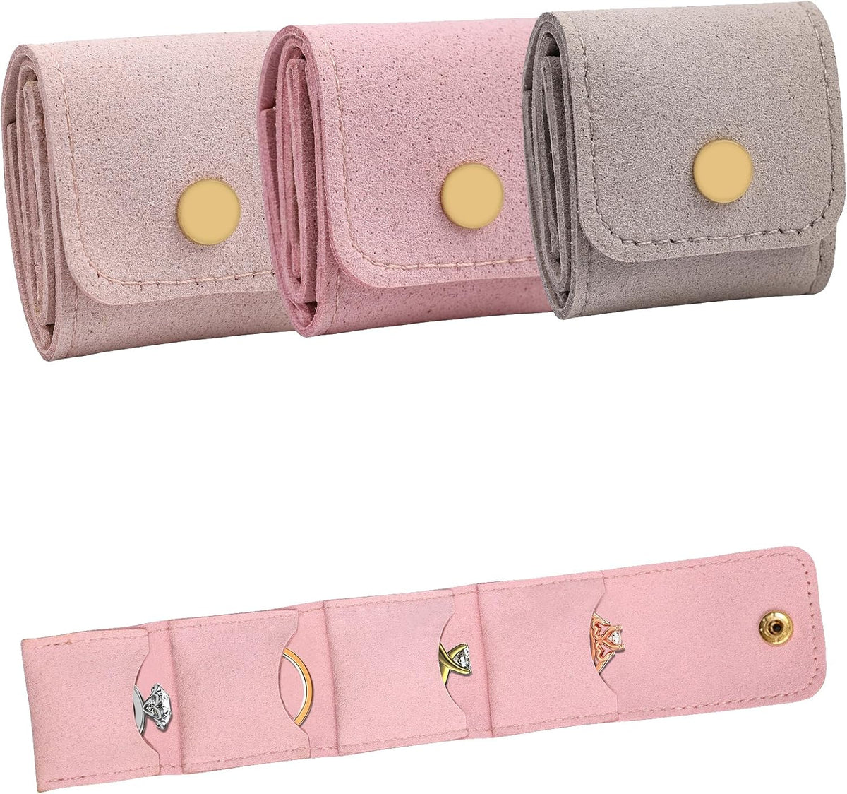 3 Pack Mini Jewelry Organizer, Travel Jewelry Case, Foldable Multifunctional Travel Jewelrys Pouch for Earrings, Necklaces, Rings, Chain Bracelets, Brooches