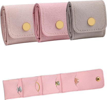3 Pack Mini Jewelry Organizer, Travel Jewelry Case, Foldable Multifunctional Travel Jewelrys Pouch for Earrings, Necklaces, Rings, Chain Bracelets, Brooches