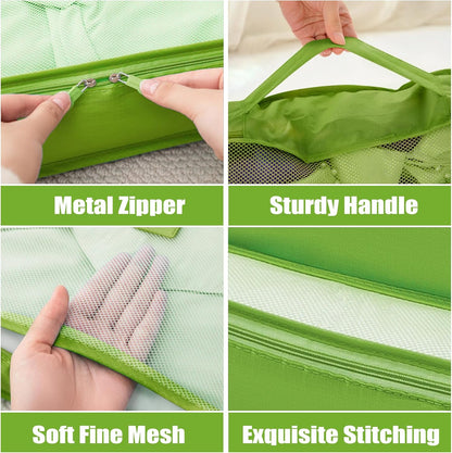 7 Set Packing Cubes for Travel Luggage Packing Bags Reusable Waterproof Suitcase Organizer Bags Set with Shoe Bag and Toiletry Bag (Orange)