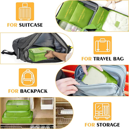 7 Set Packing Cubes for Travel Luggage Packing Bags Reusable Waterproof Suitcase Organizer Bags Set with Shoe Bag and Toiletry Bag (Orange)