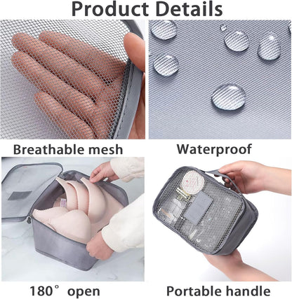 7 Set Packing Cubes for Travel Luggage Packing Bags Reusable Waterproof Suitcase Organizer Bags Set with Shoe Bag and Toiletry Bag (Orange)