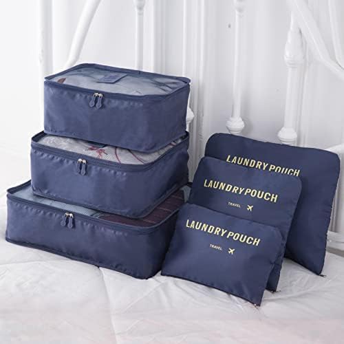 7 Set Packing Cubes for Travel Luggage Packing Bags Reusable Waterproof Suitcase Organizer Bags Set with Shoe Bag and Toiletry Bag (Orange)