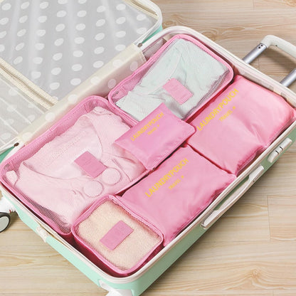 7 Set Packing Cubes for Travel Luggage Packing Bags Reusable Waterproof Suitcase Organizer Bags Set with Shoe Bag and Toiletry Bag (Orange)