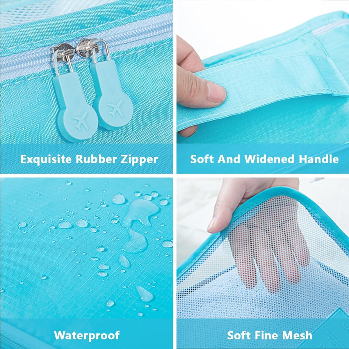 7 Set Packing Cubes for Travel Luggage Packing Bags Reusable Waterproof Suitcase Organizer Bags Set with Shoe Bag and Toiletry Bag (Orange)