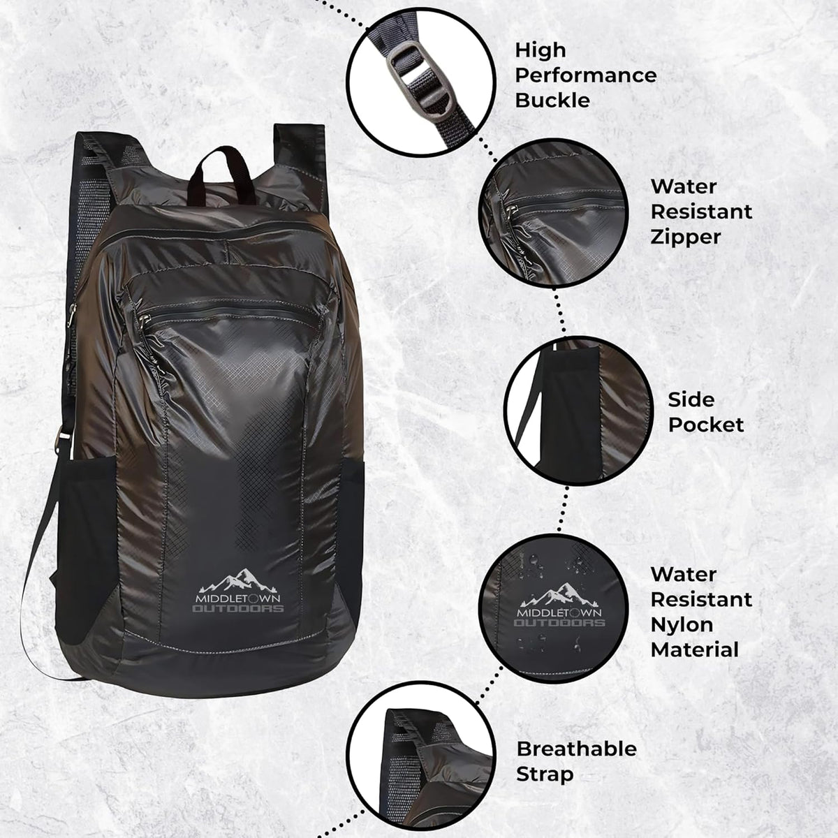 Daypack Ultralight Foldable Water-Resistant Nylon Durable & Tear-Resistant, Ideal for Hiking, Camping, Travel, Compact Size Fits Pocket