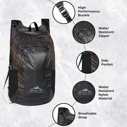 Daypack Ultralight Foldable Water-Resistant Nylon Durable & Tear-Resistant, Ideal for Hiking, Camping, Travel, Compact Size Fits Pocket