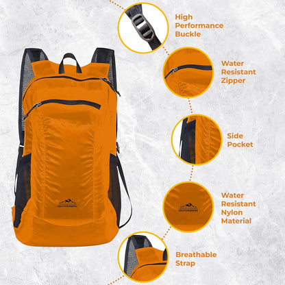 Daypack Ultralight Foldable Water-Resistant Nylon Durable & Tear-Resistant, Ideal for Hiking, Camping, Travel, Compact Size Fits Pocket