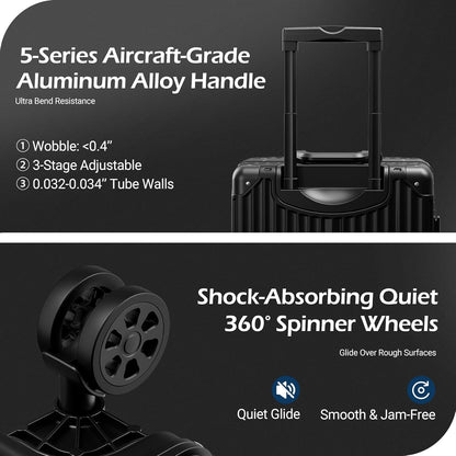 Carry on Luggage Aluminium Frame with Cup Holder, 20 Inch Zipperless Luggage with Spinner Wheels,Carry On Suitcase 22x14x9 Airline Approved for Business Travel
