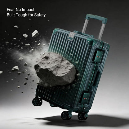 Carry on Luggage Aluminium Frame with Cup Holder, 20 Inch Zipperless Luggage with Spinner Wheels,Carry On Suitcase 22x14x9 Airline Approved for Business Travel