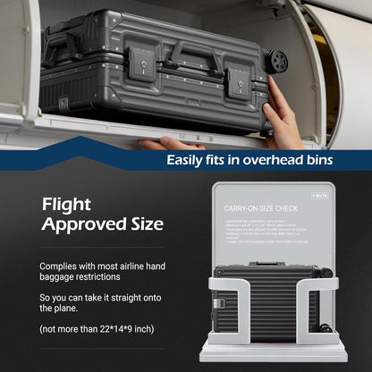 Carry on Luggage Aluminium Frame with Cup Holder, 20 Inch Zipperless Luggage with Spinner Wheels,Carry On Suitcase 22x14x9 Airline Approved for Business Travel