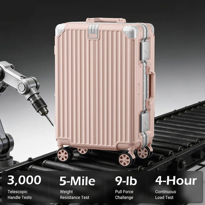 Carry on Luggage Aluminium Frame with Cup Holder, 20 Inch Zipperless Luggage with Spinner Wheels,Carry On Suitcase 22x14x9 Airline Approved for Business Travel