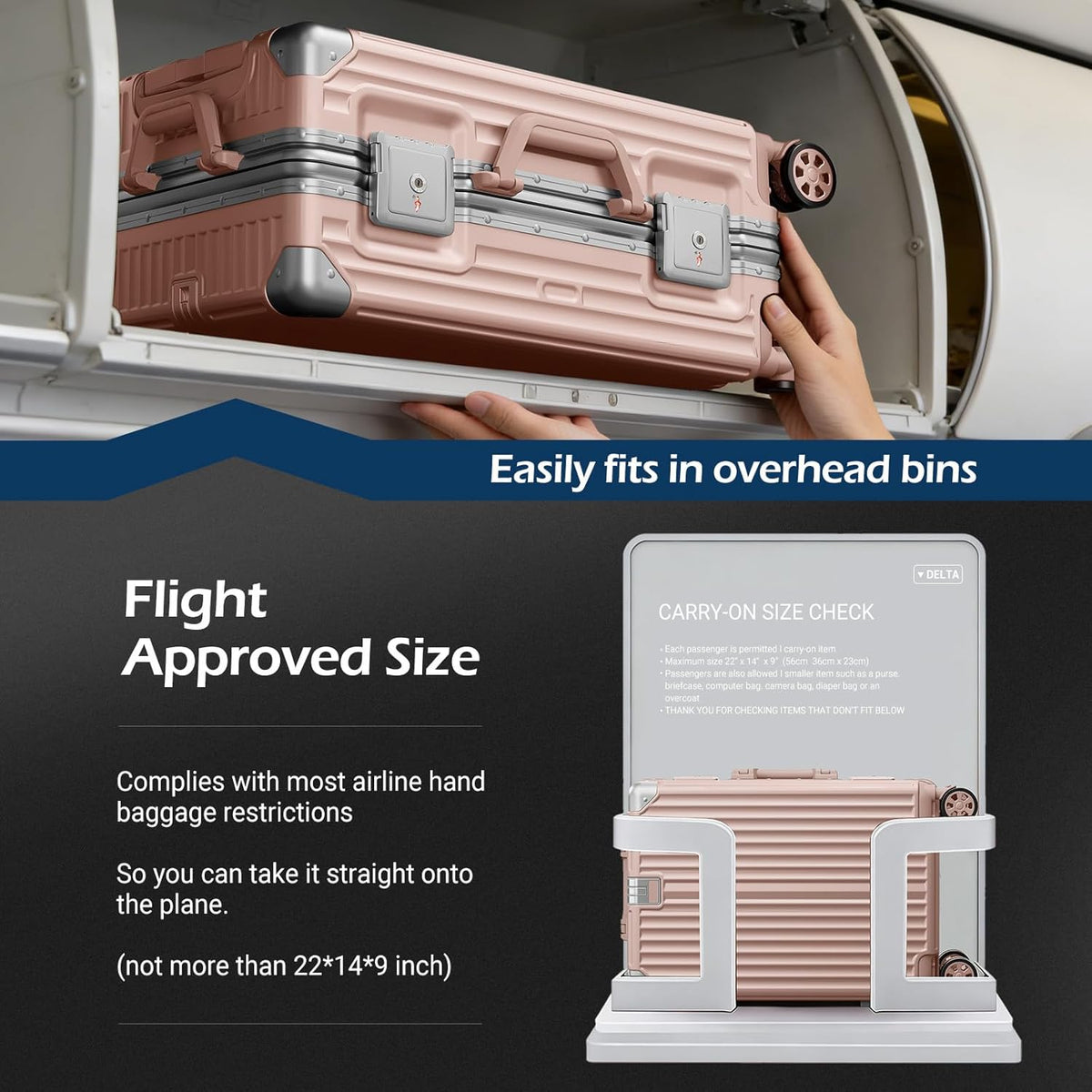 Carry on Luggage Aluminium Frame with Cup Holder, 20 Inch Zipperless Luggage with Spinner Wheels,Carry On Suitcase 22x14x9 Airline Approved for Business Travel