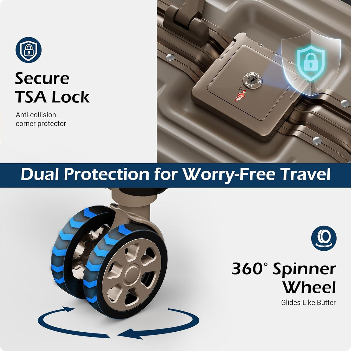 Carry on Luggage Aluminium Frame with Cup Holder, 20 Inch Zipperless Luggage with Spinner Wheels,Carry On Suitcase 22x14x9 Airline Approved for Business Travel