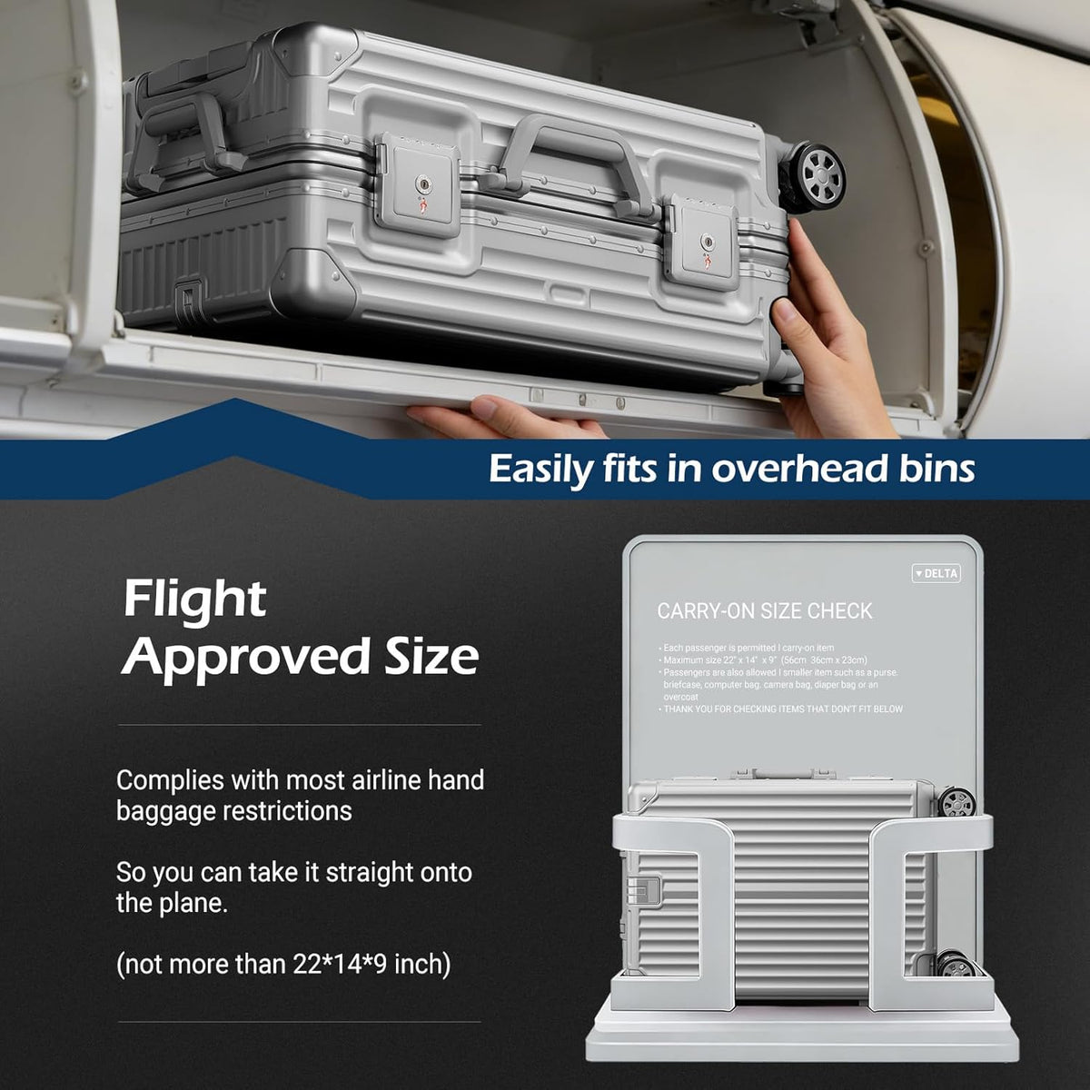 Carry on Luggage Aluminium Frame with Cup Holder, 20 Inch Zipperless Luggage with Spinner Wheels,Carry On Suitcase 22x14x9 Airline Approved for Business Travel