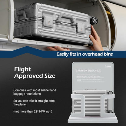 Carry on Luggage Aluminium Frame with Cup Holder, 20 Inch Zipperless Luggage with Spinner Wheels,Carry On Suitcase 22x14x9 Airline Approved for Business Travel
