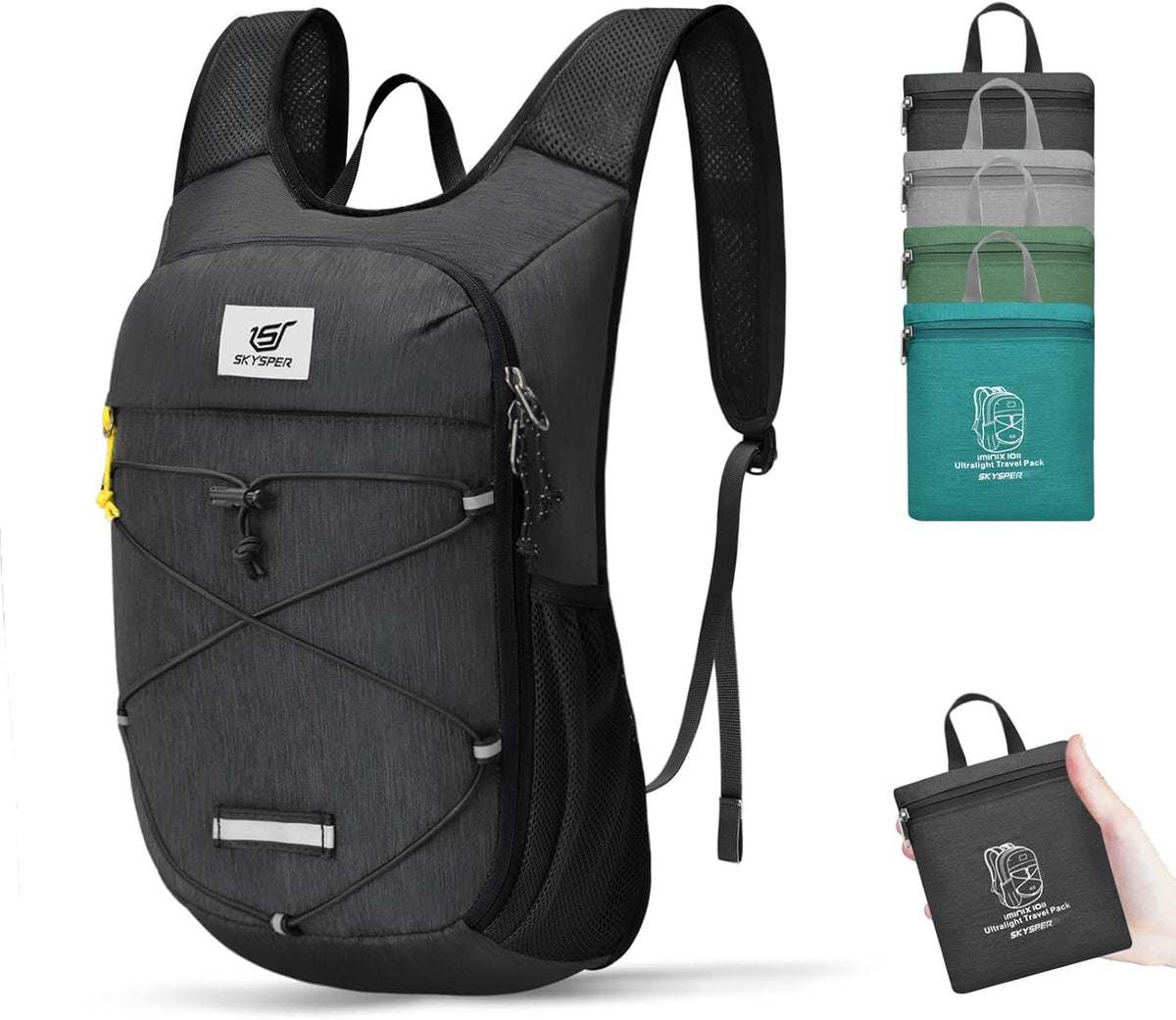 Foldable Hiking Backpack - 10L/15L Small Lightweight Daypack Breathable Travel Backpacks