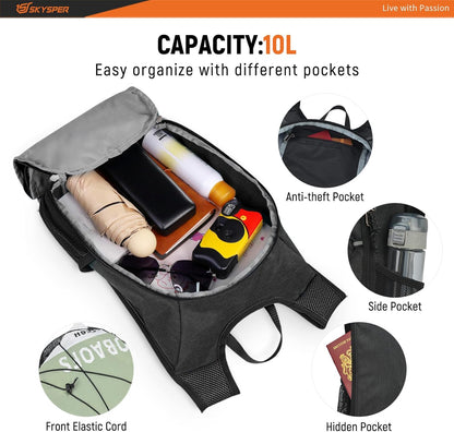 Foldable Hiking Backpack - 10L/15L Small Lightweight Daypack Breathable Travel Backpacks