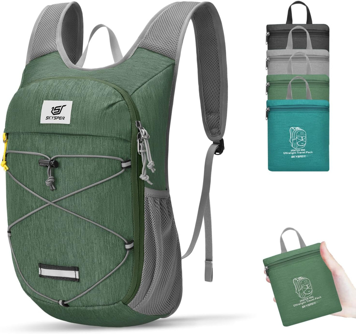 Foldable Hiking Backpack - 10L/15L Small Lightweight Daypack Breathable Travel Backpacks