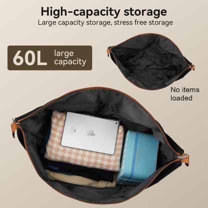 Travel Duffel Bag 60L Large Tote Carry On Luggage Bag Foldable for Sport Gym Weekender Overnight, Hospital Bag for Labor and Delivery, White-Brown