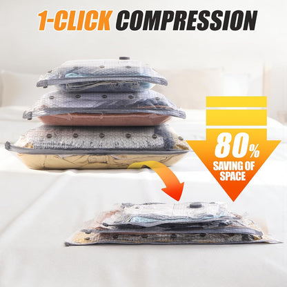 Travel Vacuum Bags with Rechargeable Pump, 12 Pack Compression Packing Bags with 35KPA Electric Pump, 90% Space Saver for Clothes, Vacuum Seal Bags fo Carry-on Luggage Suitcase