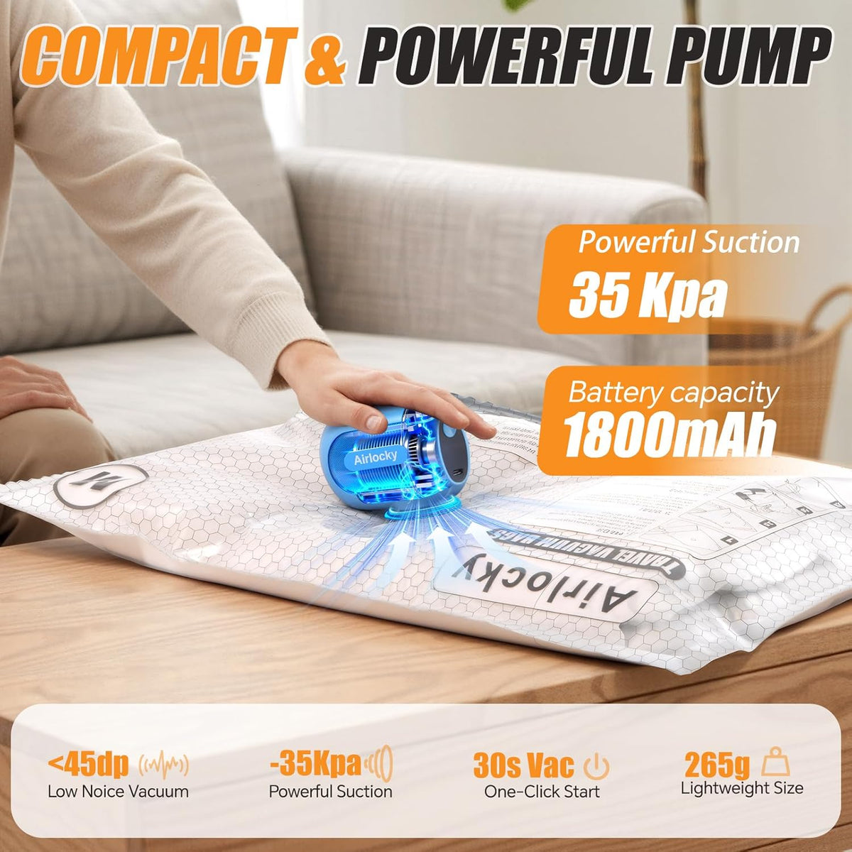 Travel Vacuum Bags with Rechargeable Pump, 12 Pack Compression Packing Bags with 35KPA Electric Pump, 90% Space Saver for Clothes, Vacuum Seal Bags fo Carry-on Luggage Suitcase