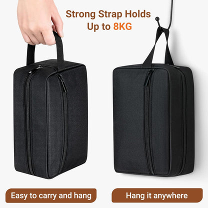 Travel Toiletry Bag for Women and Men,Lightweight Makeup Bag Hanging Dopp Kit with Shaving Compartment Cosmetic Organizer Small Tool Bag Travel Essentials,Gifts for Men(Black)