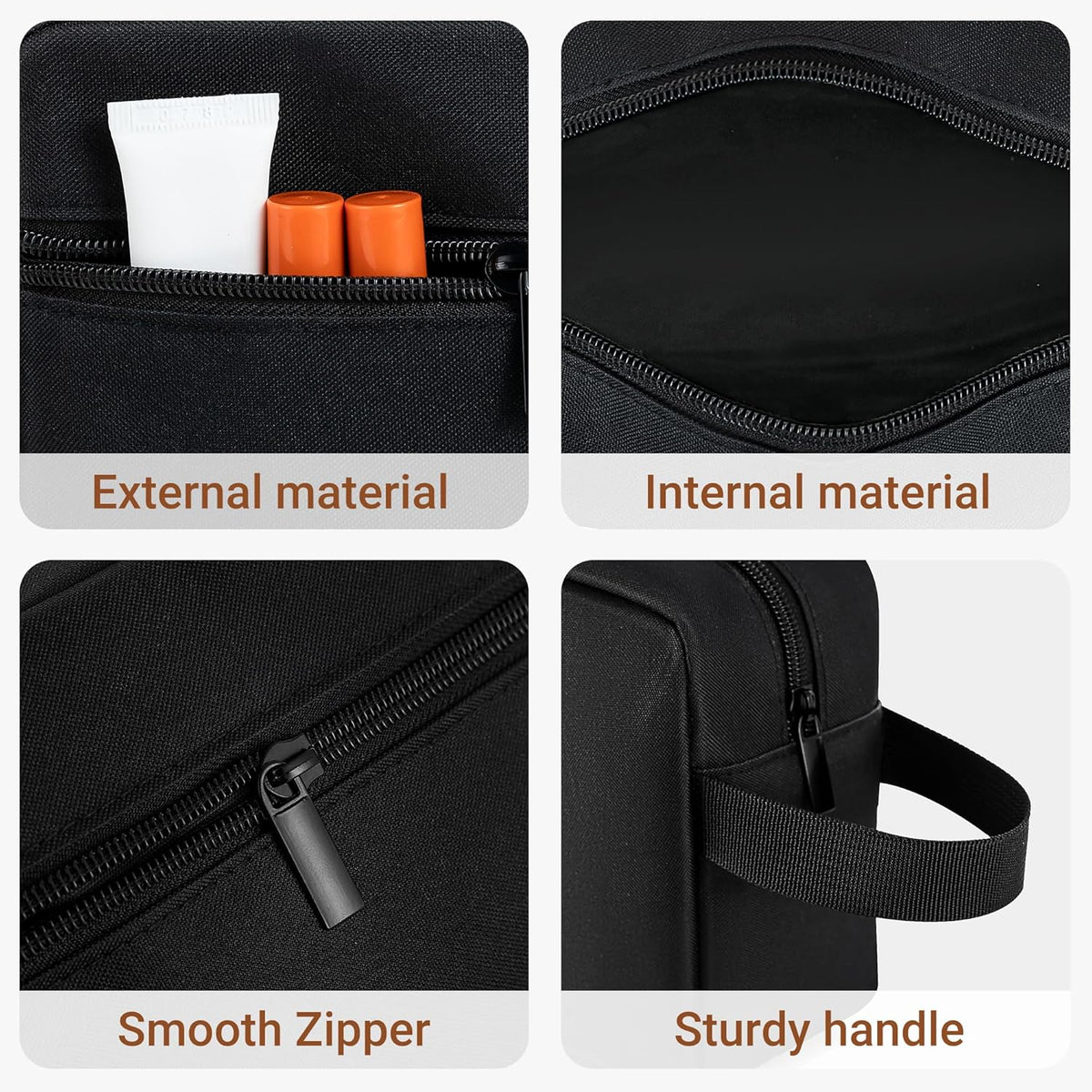 Travel Toiletry Bag for Women and Men,Lightweight Makeup Bag Hanging Dopp Kit with Shaving Compartment Cosmetic Organizer Small Tool Bag Travel Essentials,Gifts for Men(Black)